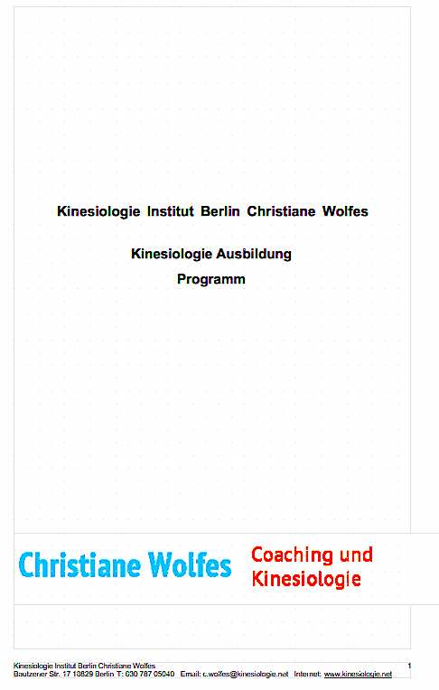 Kinesiologie Ausbildung C.Wolfes Programm